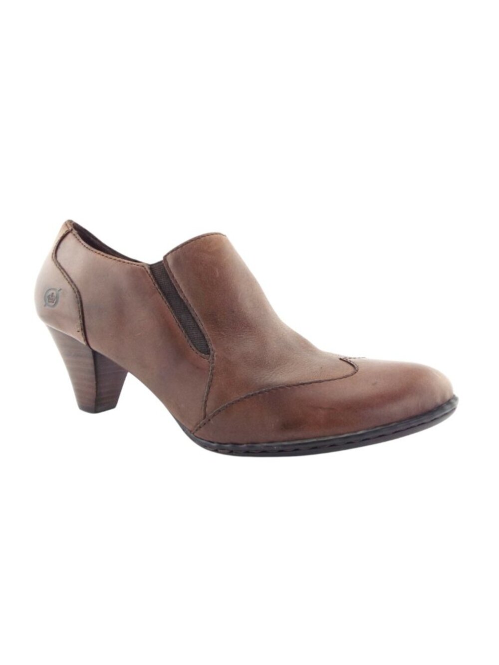 BORN Brown Leather Wing Tip Chunky Heel  Pump Booties 8